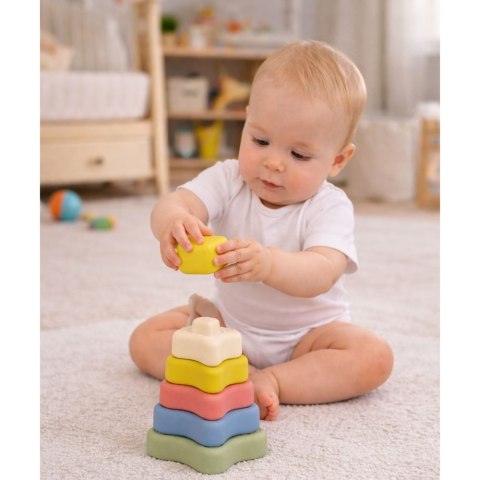 Piramidka Sensoryczna Gwiazdki Miękkie Klocki Układanka Kolorowa 6el.