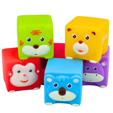 Zestaw Miękkie Klocki Gumowe Zwierzątka Edukacyjne Kolorowe 6 szt.