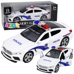 Auto Policyjne Radiowóz Otwierane Drzwi Napęd Światła Dźwięki Biały