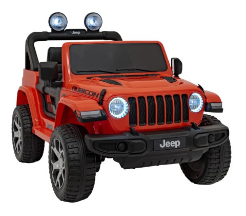 Jeep Wrangler Rubicon na akumulator dla dzieci Pomarańczowy + Pilot + Radio MP3 LED + Koła EVA