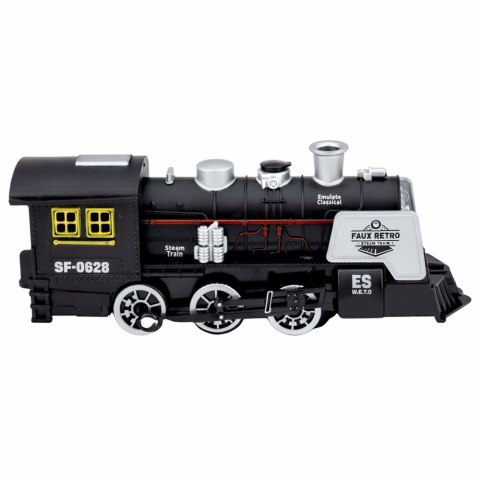 Klasyczna Lokomotywa Czujnik Przeszkód Dym Światła Dźwięki Czarna