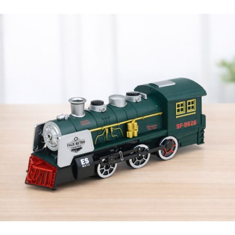Klasyczna Lokomotywa Czujnik Przeszkód Dym Światła Dźwięki Zielona