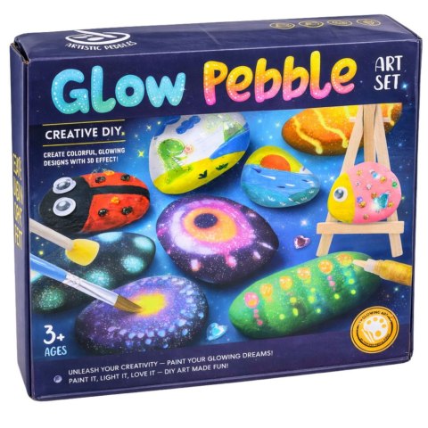 Zestaw Kreatywny DIY Malowanie Kamieni Świecące Farby Kleje Brokatowe