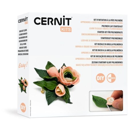 Zestaw z glinką polimer. Kwiatowa brosza