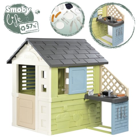 SMOBY Life Domek Ogrodowy PRETTY z Kuchnią + 17 Akcesoriów