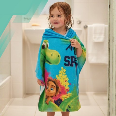 Ponczo kąpielowe dziecięce DINO z kapturem Ręcznik plażowy Basen Plaża 50x100