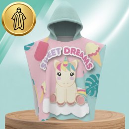 Ponczo kąpielowe dziecięce JEDNOROŻEC z kapturem Ręcznik plażowy Basen Plaża 60x120