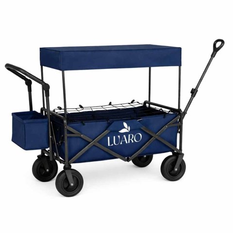 Wózek transportowy LUARO plażowy składany z daszkiem i siatką 120l granatowy