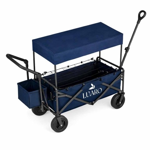 Wózek transportowy LUARO plażowy składany z daszkiem i siatką 120l granatowy