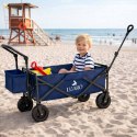 Wózek transportowy LUARO plażowy składany z daszkiem i siatką 120l granatowy