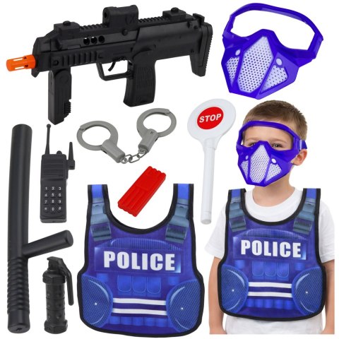 Zestaw Policyjny Kamizelka Karabin Maska Krótkofalówka Akcesoria