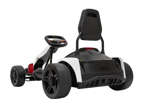 Gokart Fast 3 Drift na akumulator dla dzieci Biały + Funkcja driftu + Silniki 2x150W + Radio LED + Pasy