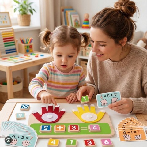 TOOKY TOY Drewniana Zabawka Edukacyjna do Nauki Liczenia Na Palcach Dodawanie i Odejmowanie