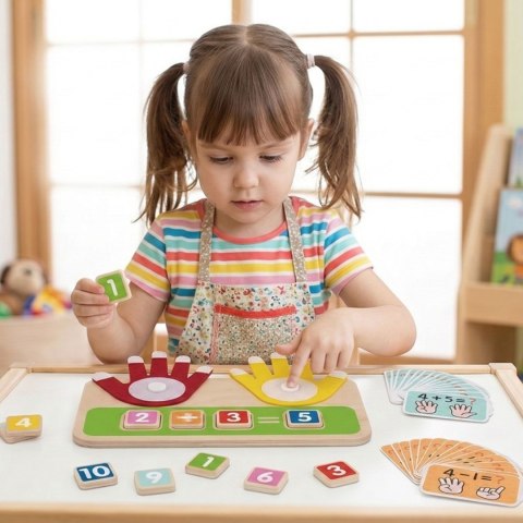 TOOKY TOY Drewniana Zabawka Edukacyjna do Nauki Liczenia Na Palcach Dodawanie i Odejmowanie