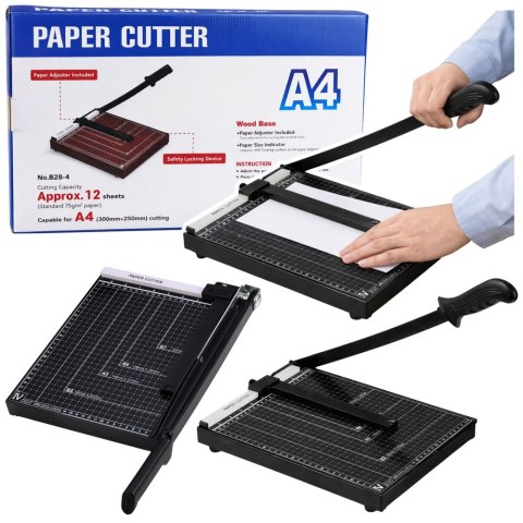Gilotyna Do Papieru A4 Trymer Do Cięcia Papieru Metalowa Biurowa Czarna