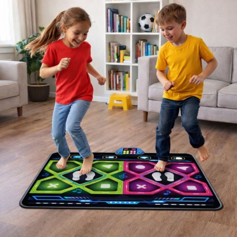 Podwójna Mata Taneczna Elektroniczna Do Tańczenia LED 105 x 90 cm