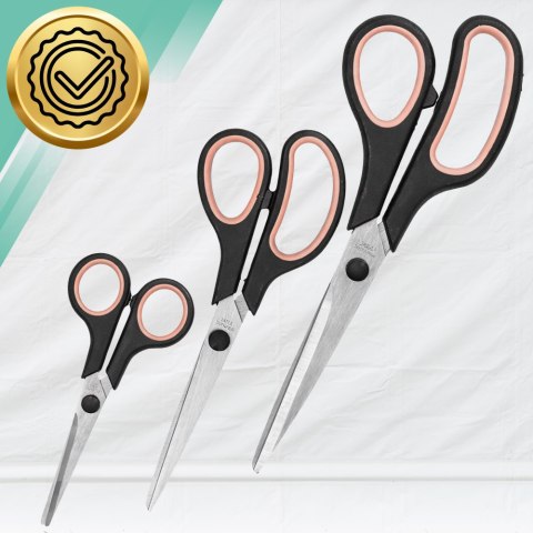 3x NOŻYCZKI NOŻYCE UNIWERSALNE SZKOLNE BIUROWE NIERDZEWNE OSTRE KRAWIECKIE