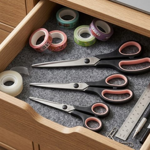 3x NOŻYCZKI NOŻYCE UNIWERSALNE SZKOLNE BIUROWE NIERDZEWNE OSTRE KRAWIECKIE