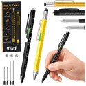 Długopisy Wielofunkcyjne 9w1 Poziomica Latarka Śrubokręt Żółty Czarny 2szt