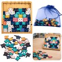 Drewniane Puzzle Kotki Układanka Edukacyjna Ramka Woreczek 62 el.