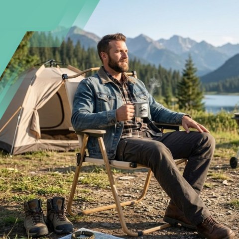 KRZESŁO OGRODOWE NA TARAS BALKON OGRÓD SKŁADANE METALOWE CAMPING FOTEL