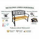 Ławka Ogrodowa Park Taras Ogród Metalowe Oparcie Drewniana Zdobiona 118 cm