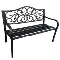 Ławka Ogrodowa Taras Ogród Park Metalowa Oparcie Zdobiona Czarna 127 cm