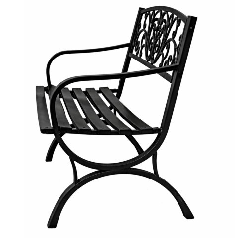 Ławka Ogrodowa Taras Ogród Parkowa Metalowa Oparcie Zdobiona Czarna 127 cm