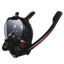 Maska Do Snorkelingu Nurkowania Pełnotwarzowa AntiFog DryTop Czarna L/XL