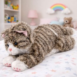 Pluszowa Maskotka Przytulanka Kotek Leżący Beżowy 38 cm