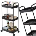 WÓZEK KUCHENNY STOLIK NA KÓŁKACH WÓZEK 3 POZIOMOWY MOBILNY CZARNY