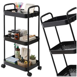 WÓZEK KUCHENNY STOLIK NA KÓŁKACH WÓZEK 3 POZIOMOWY MOBILNY CZARNY