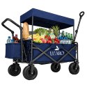 Wózek transportowy LUARO plażowy składany z daszkiem i siatką 120l granatowy