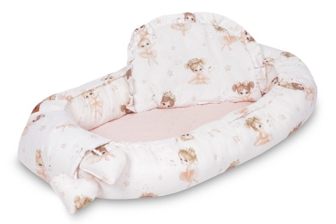 KOKON MUŚLIN BALETNICE RÓŻOWE 80x45 + PODUSZKA Sensillo