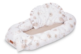 KOKON MUŚLIN DMUCHAWCE BEŻOWE 80x45 + PODUSZKA Sensillo