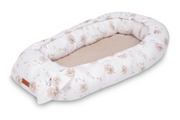 KOKON MUŚLIN DMUCHAWCE BEŻOWE 80x45 + PODUSZKA Sensillo