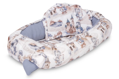 KOKON MUŚLIN SMOKI JEANS 80x45 + PODUSZKA Sensillo