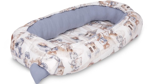 KOKON MUŚLIN SMOKI JEANS 80x45 + PODUSZKA Sensillo