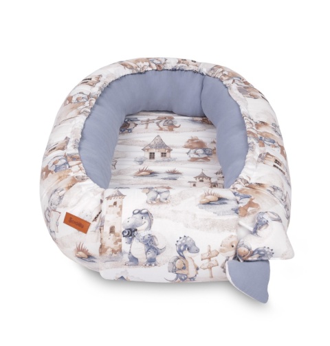 KOKON MUŚLIN SMOKI JEANS 80x45 + PODUSZKA Sensillo