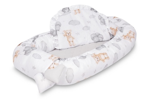 KOKON MUŚLIN TEDDY SZARY 80x45 + PODUSZKA Sensillo