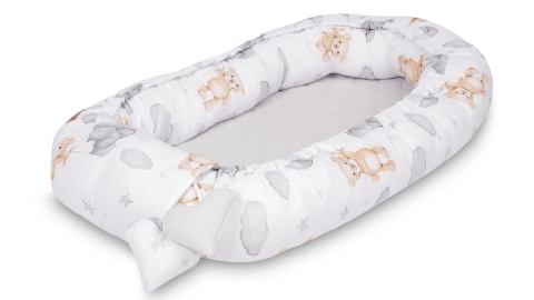 KOKON MUŚLIN TEDDY SZARY 80x45 + PODUSZKA Sensillo