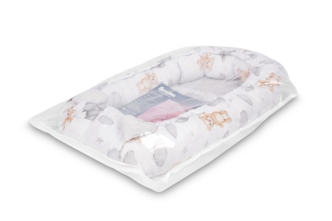 KOKON MUŚLIN TEDDY SZARY 80x45 + PODUSZKA Sensillo