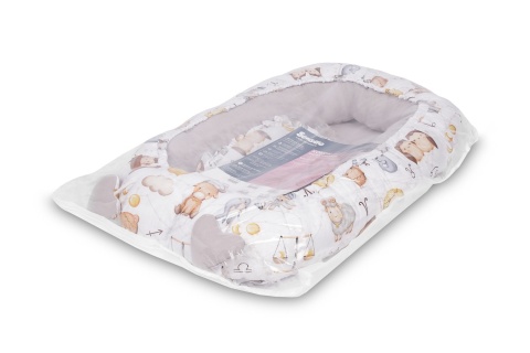 KOKON MUŚLIN ZODIAK SZARY 80x45 + PODUSZKA Sensillo