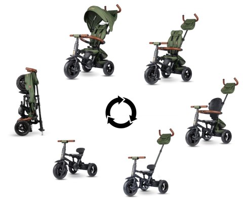 MILLY MALLY 6298 Qplay Rowerek Trójkołowy Rito Deluxe Rubber Olive