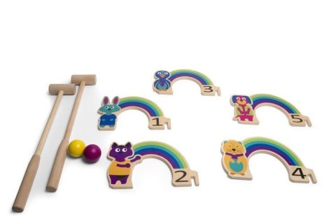 Drewniany krykiet dla dzieci - zestaw BS Toys Tęcza