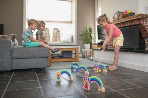 Drewniany krykiet dla dzieci - zestaw BS Toys Tęcza