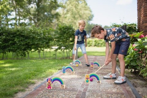 Drewniany krykiet dla dzieci - zestaw BS Toys Tęcza
