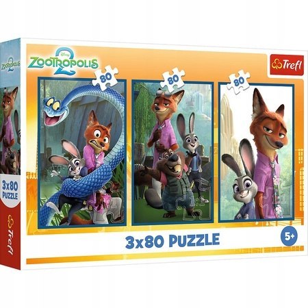 TREFL 34897 Puzzle 3x80 Zwierzakowe śledztwo /Disney Zootopia