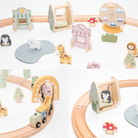 VIGA Drewniana Kolejka Dla Dzieci Tor 62 elementy