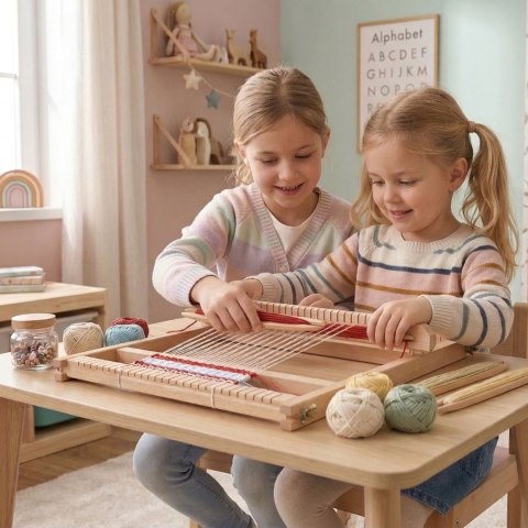 VIGA Drewniane Krosno Warsztat Tkacki Zestaw do tkania Montessori